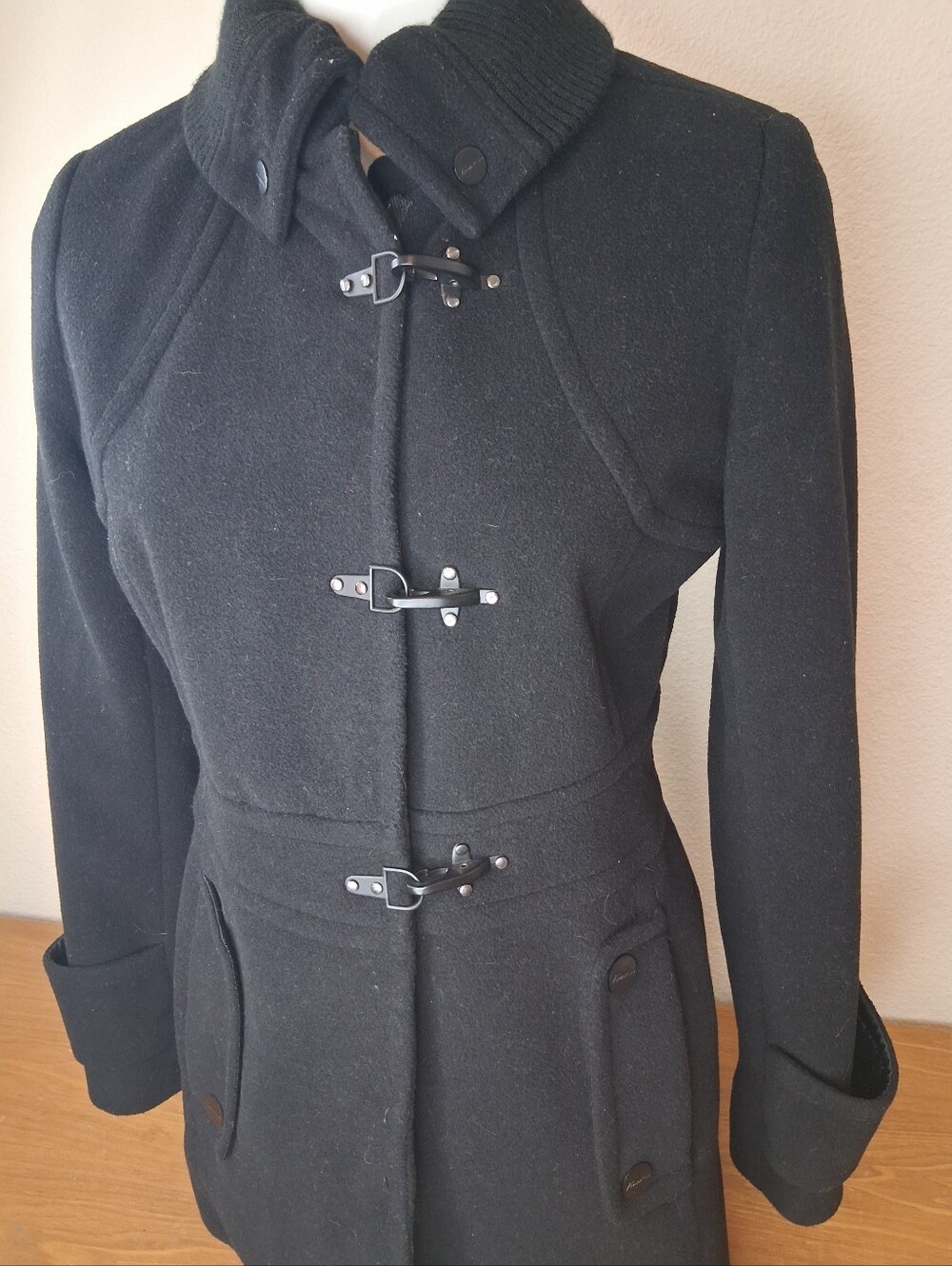 Kenneth Cole New York Black Suede Toggle Coat Jacket Size 6
